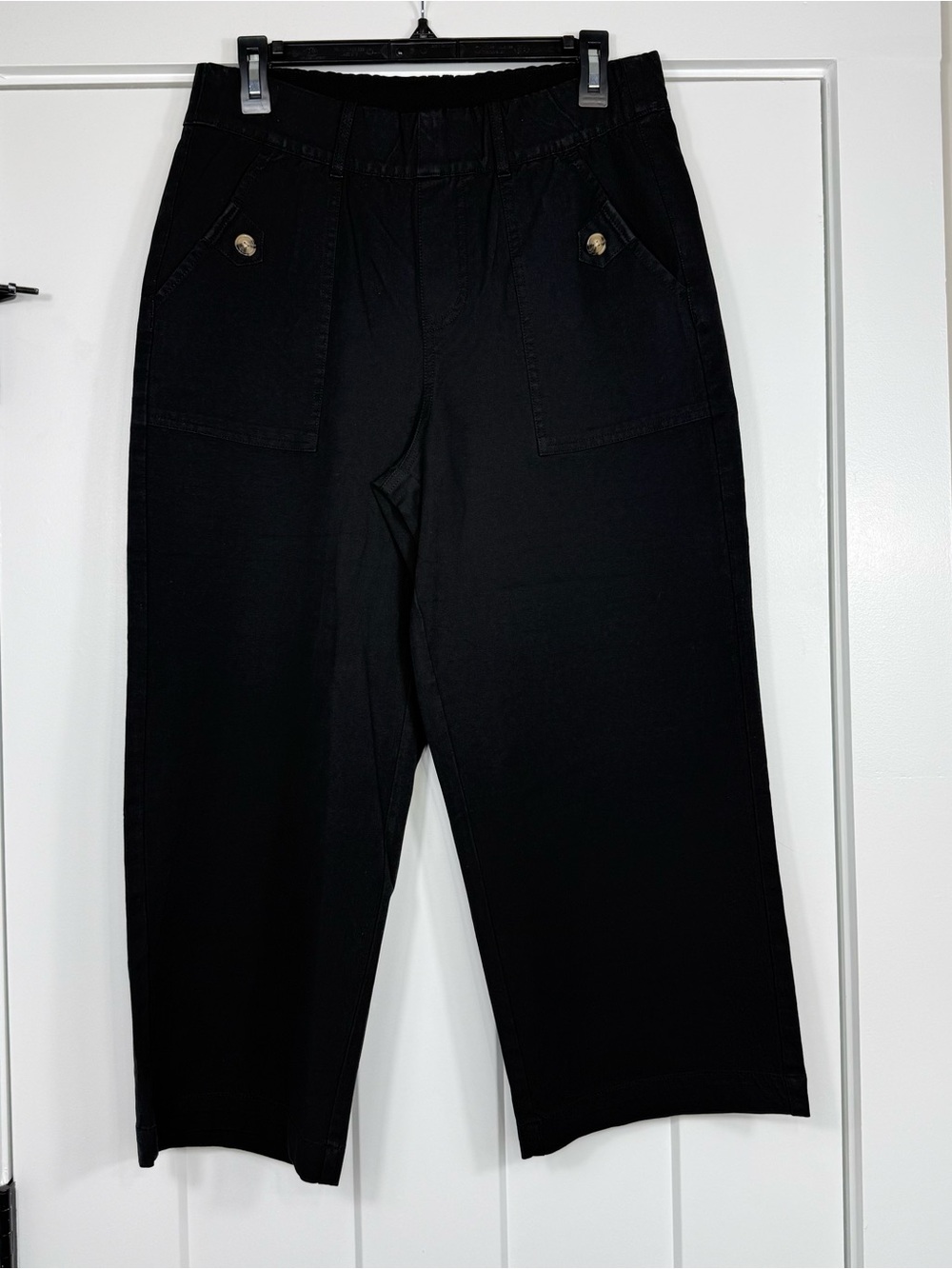 NWT Anybody All Stretch Twill Wide Leg Cropped Black Pant Women’s Size Small
